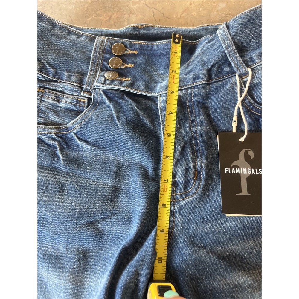 Flamingals Women's Straight Leg Cropped Cuffed Jeans Sz Small - Picture 4 of 6